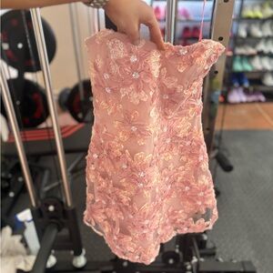 Pink Floral Strapless Dress